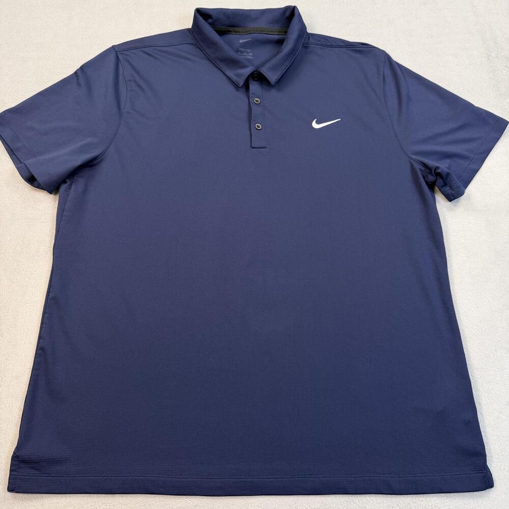 Nike Dri-FIT Victory Golf Polo Mens 2XL Blue Solid Performance Stretch Top